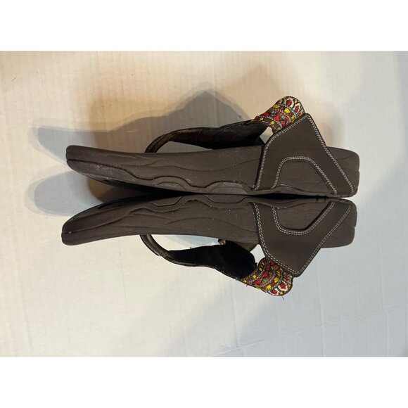 Skechers Tone-Ups Womens Sandals 9 Multi-Color embroidered slip on flip-flop - Picture 8 of 9